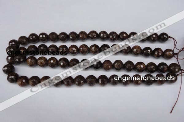 CBZ96 15.5 inches 12mm faceted round bronzite gemstone beads