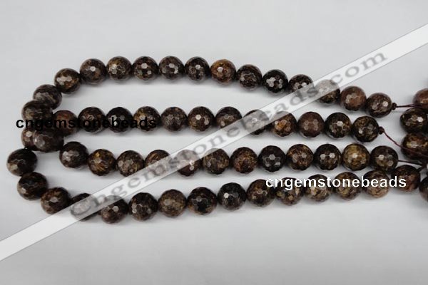 CBZ97 15.5 inches 14mm faceted round bronzite gemstone beads