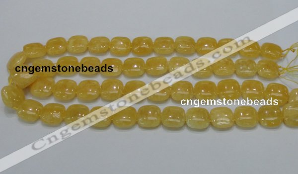 CCA14 15.5 inches 15*15mm square double drilled yellow calcite beads