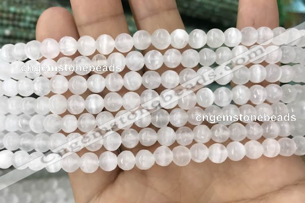 CCA361 15.5 inches 6mm round white calcite gemstone beads