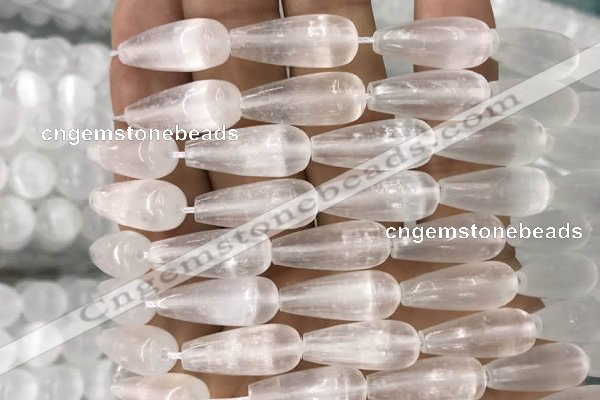 CCA375 15.5 inches 8*20mm teardrop white calcite gemstone beads