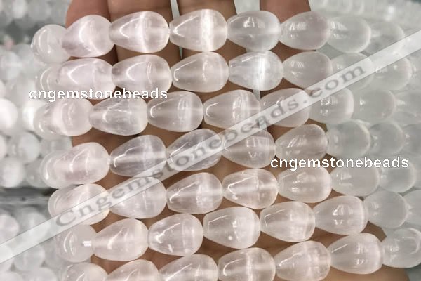 CCA376 15.5 inches 10*14mm teardrop white calcite gemstone beads