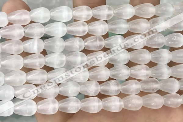 CCA377 15.5 inches 7*10mm teardrop white calcite gemstone beads