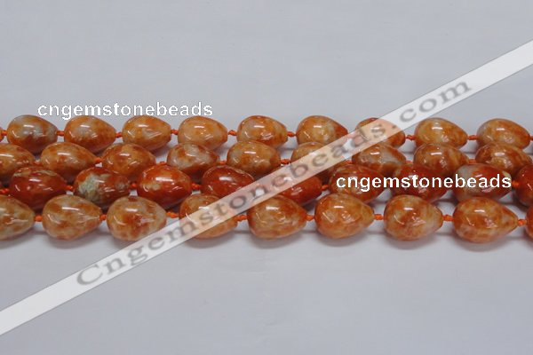 CCA463 15.5 inches 15*20mm teardrop orange calcite gemstone beads