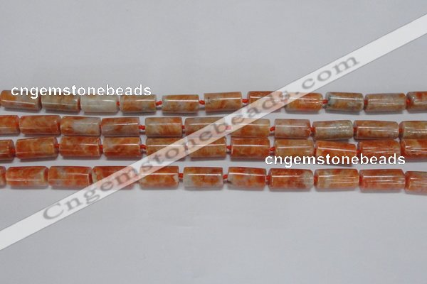 CCA465 15.5 inches 8*16mm tube orange calcite gemstone beads