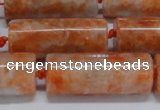 CCA466 15.5 inches 12*30mm tube orange calcite gemstone beads