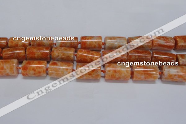 CCA467 15.5 inches 15*22mm tube orange calcite gemstone beads