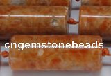 CCA468 15.5 inches 15*40mm tube orange calcite gemstone beads