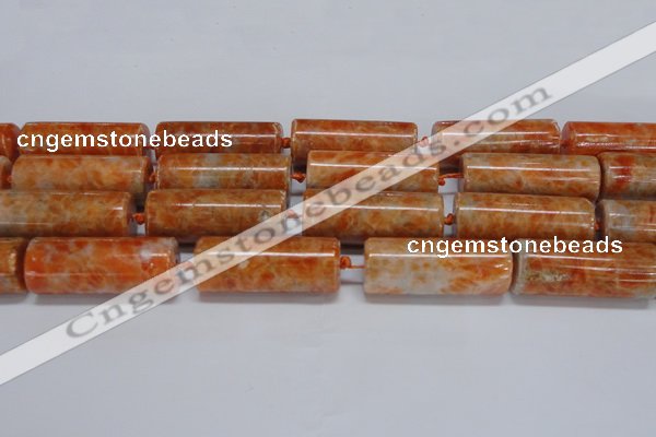 CCA468 15.5 inches 15*40mm tube orange calcite gemstone beads