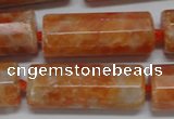 CCA470 15.5 inches 12*30mm faceted tube orange calcite gemstone beads