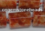 CCA471 15.5 inches 15*22mm faceted tube orange calcite gemstone beads