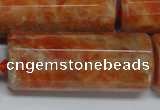 CCA472 15.5 inches 16*40mm faceted tube orange calcite gemstone beads