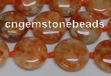 CCA475 15.5 inches 15mm flat round orange calcite gemstone beads