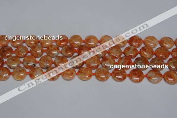 CCA475 15.5 inches 15mm flat round orange calcite gemstone beads