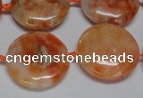 CCA476 15.5 inches 20mm flat round orange calcite gemstone beads