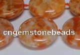 CCA477 15.5 inches 25mm flat round orange calcite gemstone beads