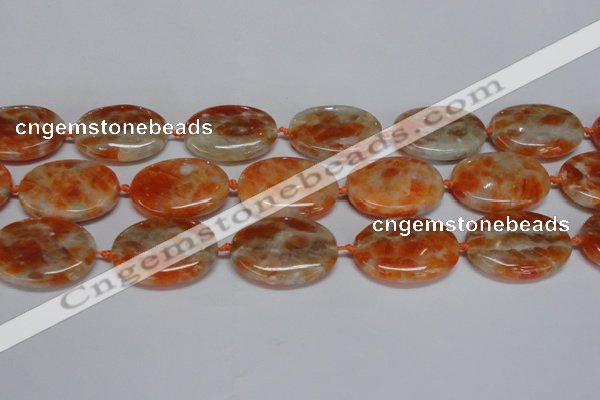 CCA486 15.5 inches 22*30mm oval orange calcite gemstone beads