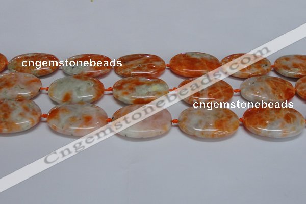 CCA487 15.5 inches 25*35mm oval orange calcite gemstone beads