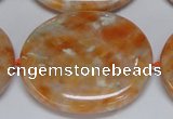 CCA488 15.5 inches 32*37mm oval orange calcite gemstone beads