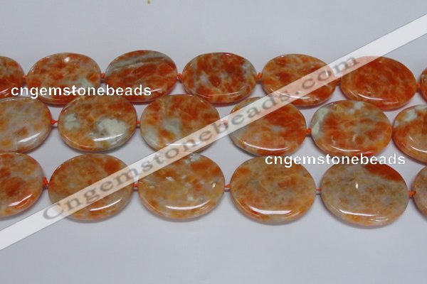 CCA488 15.5 inches 32*37mm oval orange calcite gemstone beads
