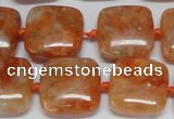 CCA492 15.5 inches 15mm square orange calcite gemstone beads