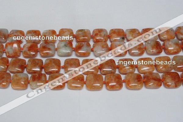 CCA492 15.5 inches 15mm square orange calcite gemstone beads