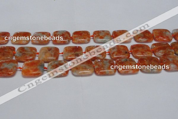 CCA493 15.5 inches 20mm square orange calcite gemstone beads