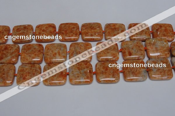 CCA494 15.5 inches 25mm square orange calcite gemstone beads