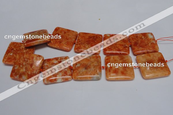 CCA496 15.5 inches 35mm square orange calcite gemstone beads