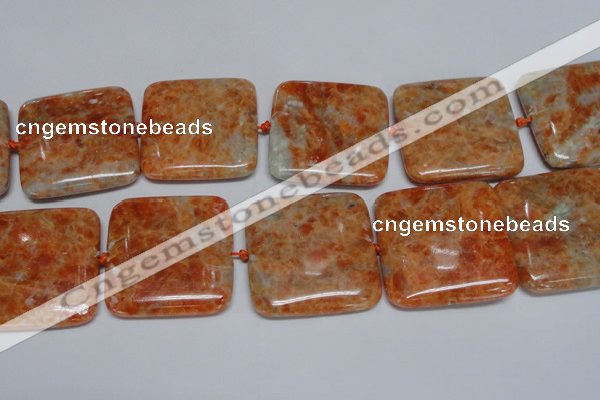 CCA497 15.5 inches 40mm square orange calcite gemstone beads