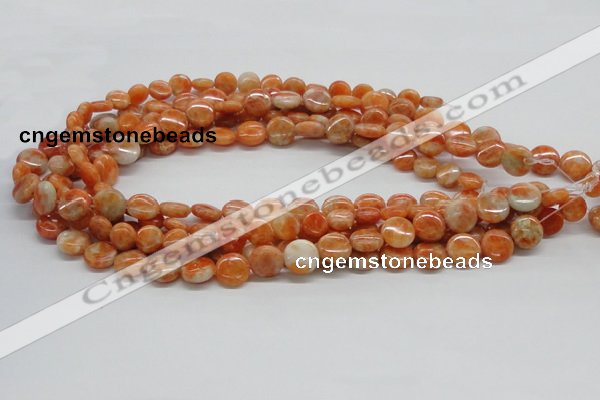 CCA54 15.5 inches 12mm flat round orange calcite gemstone beads