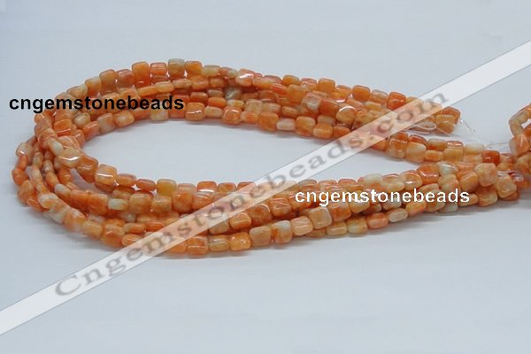 CCA56 15.5 inches 8*8mm square orange calcite gemstone beads