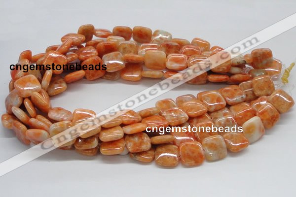 CCA57 15.5 inches 16*16mm square orange calcite gemstone beads