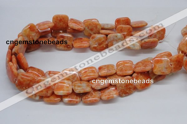 CCA58 15.5 inches 20*20mm square orange calcite gemstone beads