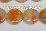 CCA64 15.5 inches 20mm flat round orange calcite gemstone beads