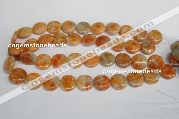 CCA64 15.5 inches 20mm flat round orange calcite gemstone beads