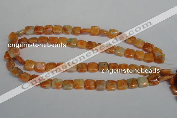 CCA72 15.5 inches 12*12mm square orange calcite gemstone beads