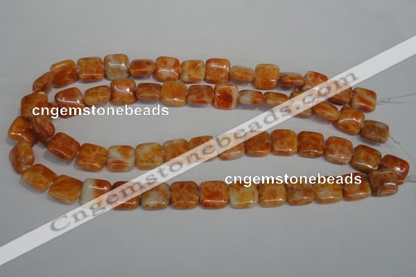 CCA73 15.5 inches 14*14mm square orange calcite gemstone beads