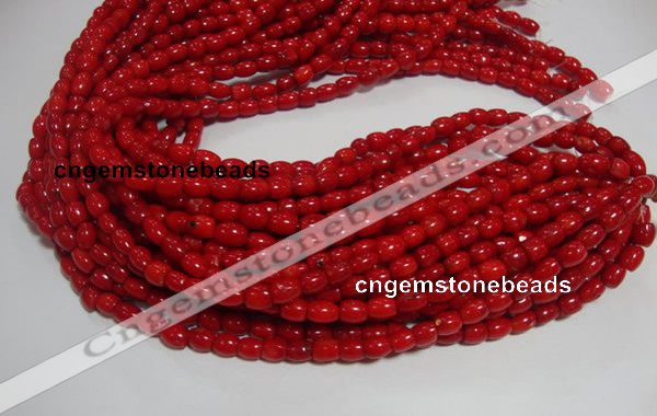 CCB03 15.5 inches 6*8mm drum shape red coral beads Wholesale