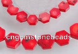 CCB10 5pcs 15.5 inches 9mm & 12mm hexagon red coral beads Wholesale