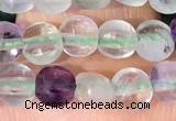 CCB1034 15 inches 4mm faceted coin fluorite beads