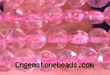 CCB1040 15 inches 4mm faceted coin strawberry quartz beads