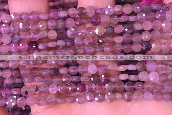 CCB1041 15 inches 4mm faceted coin ruby beads
