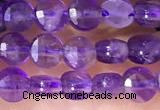 CCB1045 15 inches 4mm faceted coin amethyst beads