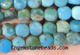CCB1051 15 inches 4mm faceted coin turquoise beads