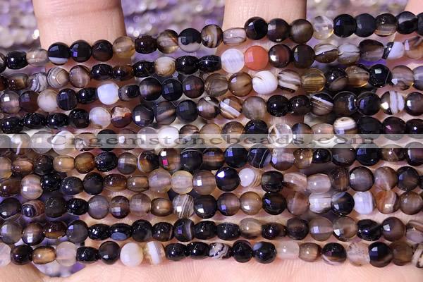 CCB1060 15 inches 4mm faceted coin agate beads