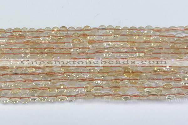 CCB1139 15 inches 4mm faceted coin citrine beads