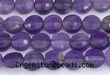 CCB1145 15 inches 4mm faceted coin amethyst beads