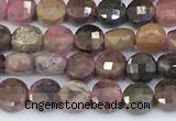 CCB1148 15 inches 4mm faceted coin tourmaline beads