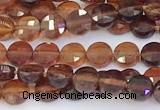 CCB1161 15 inches 4mm faceted coin garnet beads